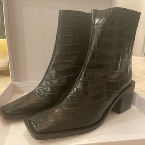 Womens Schutz brand black crocodile bootie